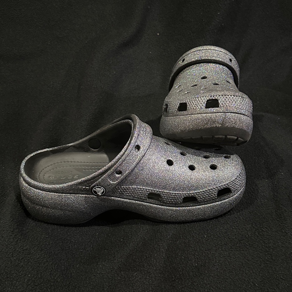 Platform Sparkly Gray Clogs